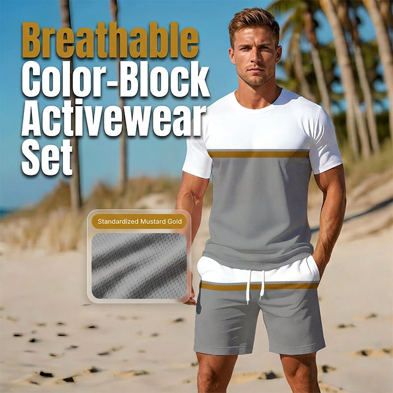 ⏳Limited-time 57% off⏰Men's Summer Color-Block Sportswear Set