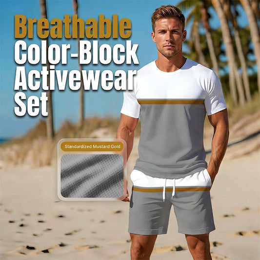 ⏳Limited-time 57% off⏰Men's Summer Color-Block Sportswear Set