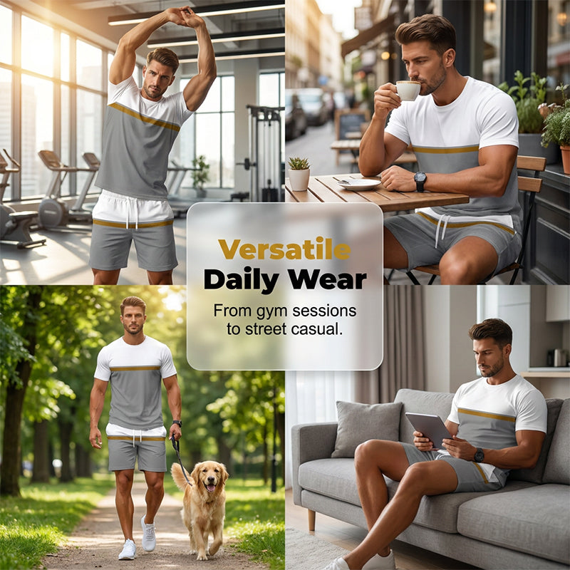 ⏳Limited-time 57% off⏰Men's Summer Color-Block Sportswear Set