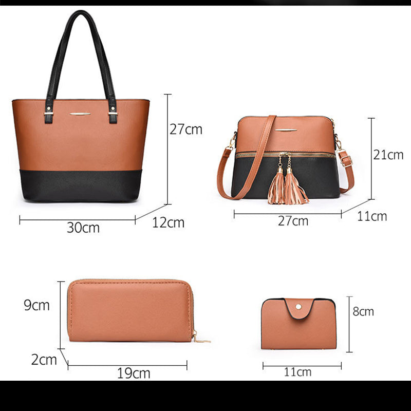 👜4-in-1 Color-Block Tote Bag Set ✨The Handbag Set Every Woman Needs