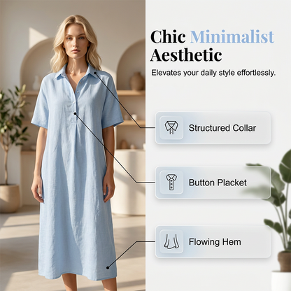 ☀️Women's Casual Linen Blend Shirt Dress – Effortless Style For Sunny Days✨