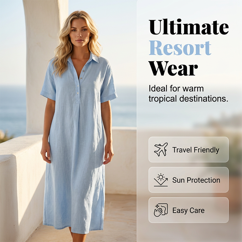 ☀️Women's Casual Linen Blend Shirt Dress – Effortless Style For Sunny Days✨