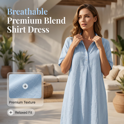 ☀️Women's Casual Linen Blend Shirt Dress – Effortless Style For Sunny Days✨