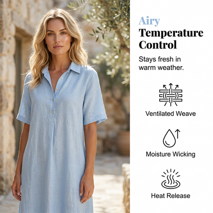 ☀️Women's Casual Linen Blend Shirt Dress – Effortless Style For Sunny Days✨