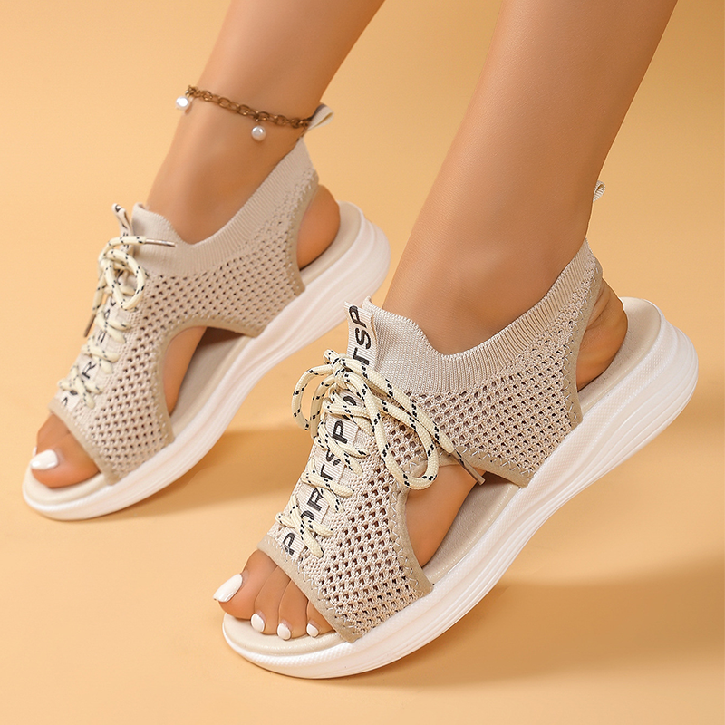 👡✨Walk All Day In Comfort – Women's Open-Toe Breathable Knit Wedge Sandals☀️