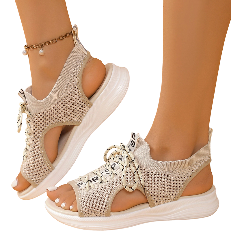 👡✨Walk All Day In Comfort – Women's Open-Toe Breathable Knit Wedge Sandals☀️
