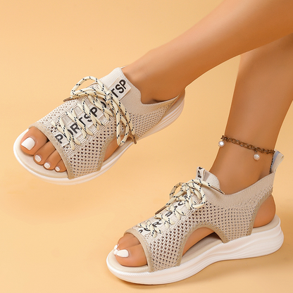 👡✨Walk All Day In Comfort – Women's Open-Toe Breathable Knit Wedge Sandals☀️