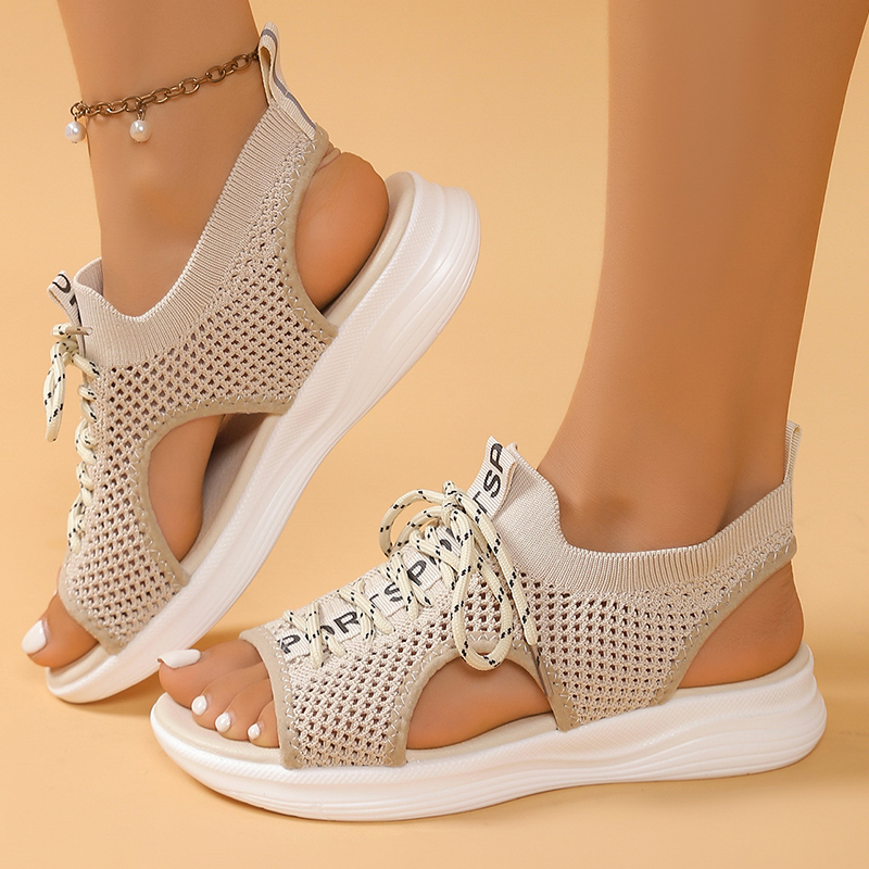 👡✨Walk All Day In Comfort – Women's Open-Toe Breathable Knit Wedge Sandals☀️