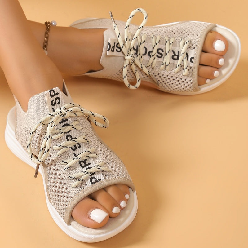 👡✨Walk All Day In Comfort – Women's Open-Toe Breathable Knit Wedge Sandals☀️