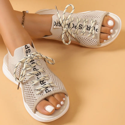 👡✨Walk All Day In Comfort – Women's Open-Toe Breathable Knit Wedge Sandals☀️