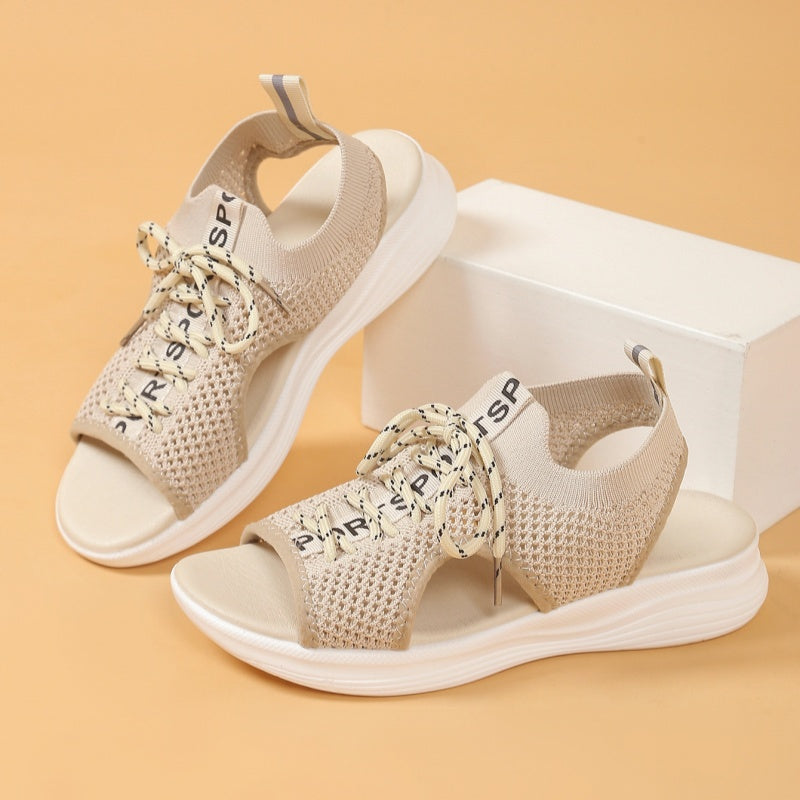 👡✨Walk All Day In Comfort – Women's Open-Toe Breathable Knit Wedge Sandals☀️