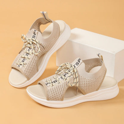 👡✨Walk All Day In Comfort – Women's Open-Toe Breathable Knit Wedge Sandals☀️