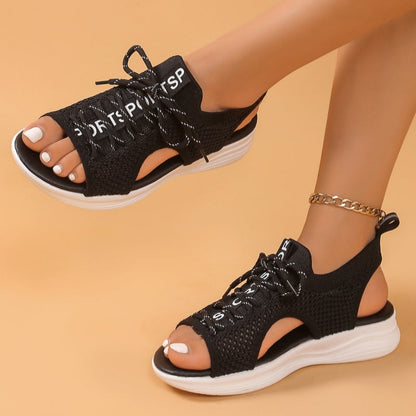 👡✨Walk All Day In Comfort – Women's Open-Toe Breathable Knit Wedge Sandals☀️