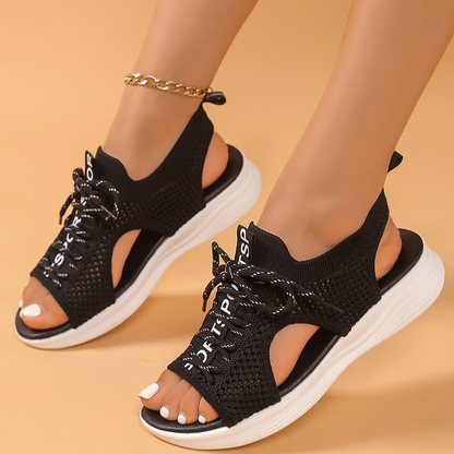 👡✨Walk All Day In Comfort – Women's Open-Toe Breathable Knit Wedge Sandals☀️