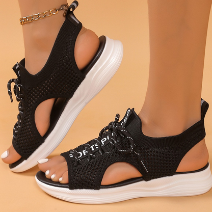 👡✨Walk All Day In Comfort – Women's Open-Toe Breathable Knit Wedge Sandals☀️