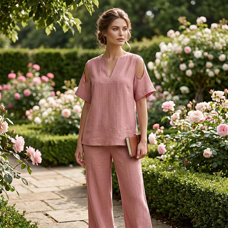 🔥 Zeitlich begrenzter Sale – Bis zu 57 % RABATT✨Einfarbiges, locker geschnittenes Tunika- und Hosen-Outfit