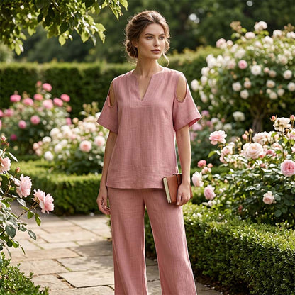 🔥 Zeitlich begrenzter Sale – Bis zu 57 % RABATT✨Einfarbiges, locker geschnittenes Tunika- und Hosen-Outfit