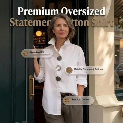 💫Women’s Oversized Button Stand Collar Shirt – Make Every Outfit A Statement!