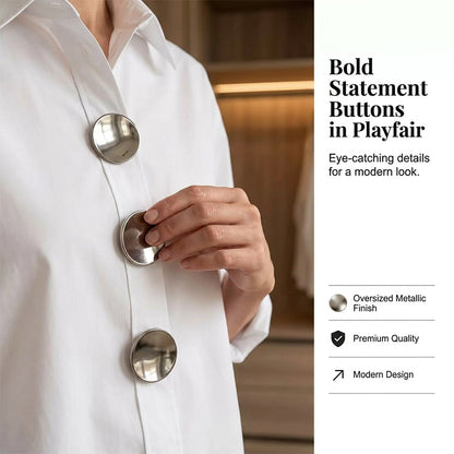 💫Women’s Oversized Button Stand Collar Shirt – Make Every Outfit A Statement!