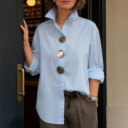 💫Women’s Oversized Button Stand Collar Shirt – Make Every Outfit A Statement!