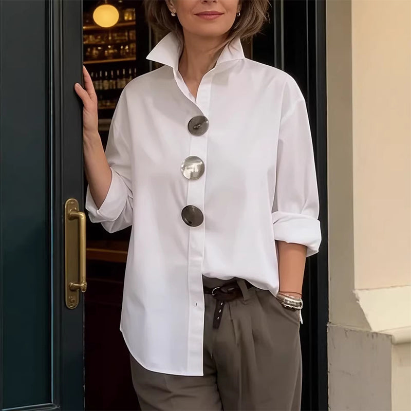 💫Women’s Oversized Button Stand Collar Shirt – Make Every Outfit A Statement!