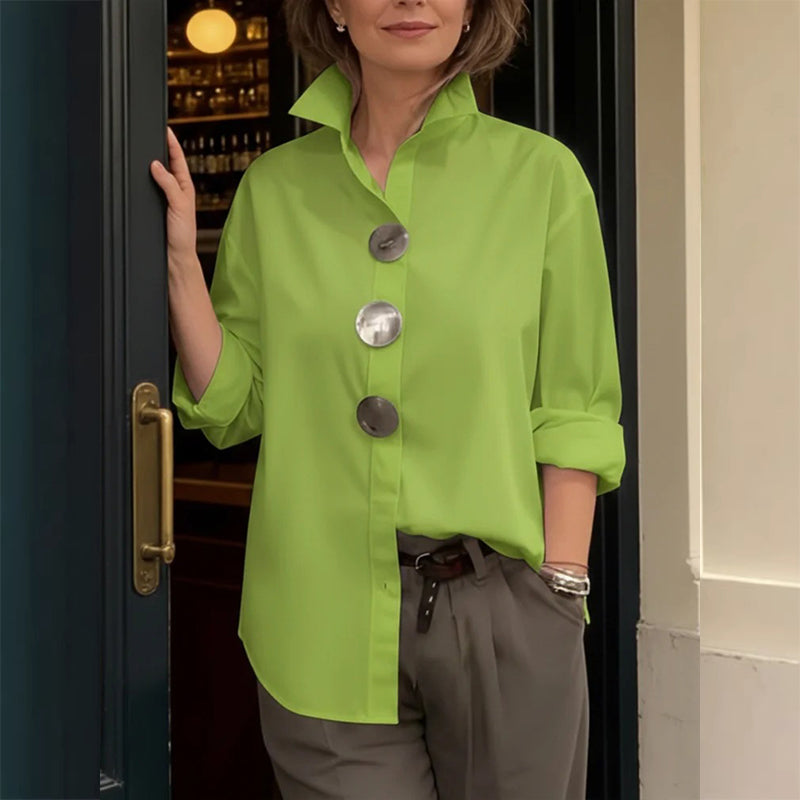 💫Women’s Oversized Button Stand Collar Shirt – Make Every Outfit A Statement!