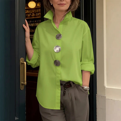 💫Women’s Oversized Button Stand Collar Shirt – Make Every Outfit A Statement!
