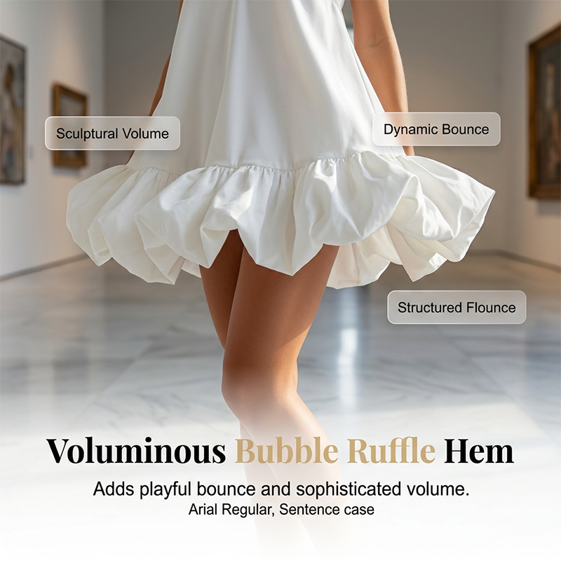 👗 LIMITIERT: 50 % RABATT! 💥 V-Ausschnitt Blusenkleid mit Bubbel-Saum – Voluminöse Rüschen, Verstellbare Träger, Federleicht ✨