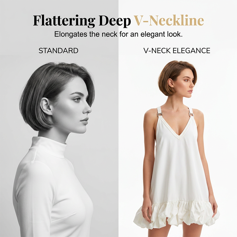 👗 LIMITIERT: 50 % RABATT! 💥 V-Ausschnitt Blusenkleid mit Bubbel-Saum – Voluminöse Rüschen, Verstellbare Träger, Federleicht ✨