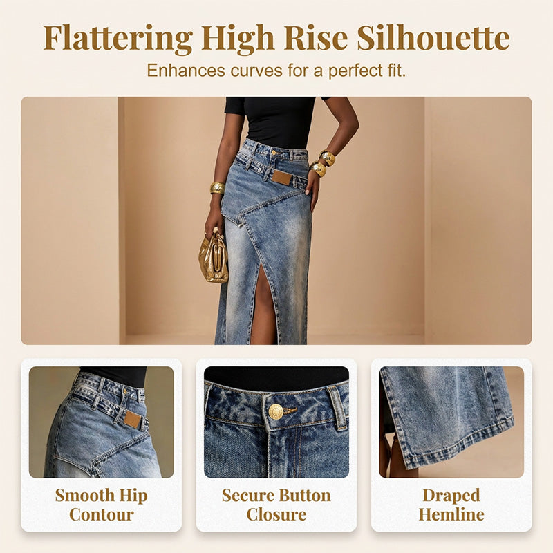 ⌛Limited-time offer-Women's Layered Waist Denim Maxi Skirt