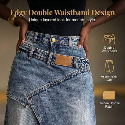 ⌛Limited-time offer-Women's Layered Waist Denim Maxi Skirt