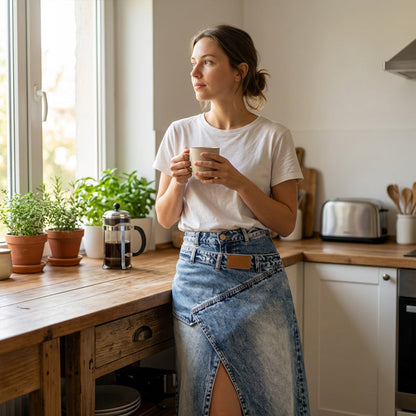 ⌛Limited-time offer-Women's Layered Waist Denim Maxi Skirt