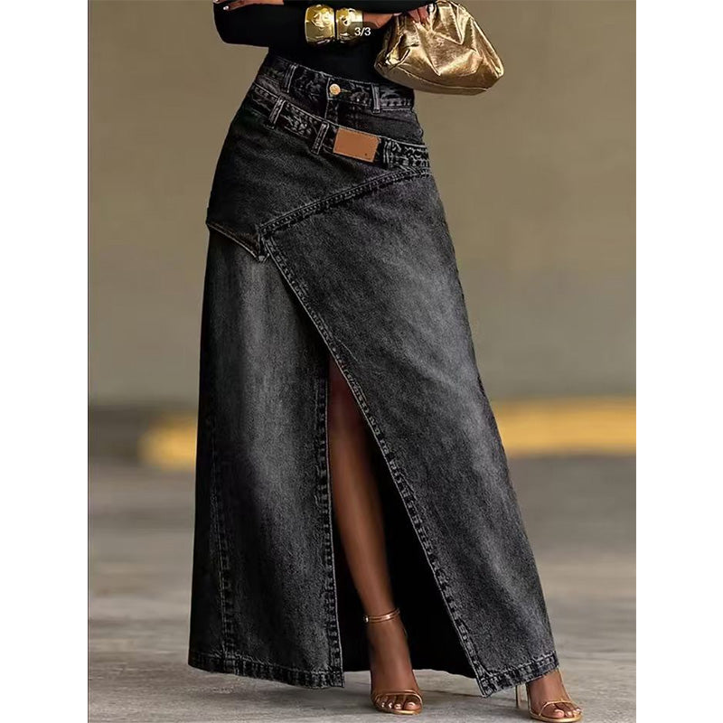 ⌛Limited-time offer-Women's Layered Waist Denim Maxi Skirt