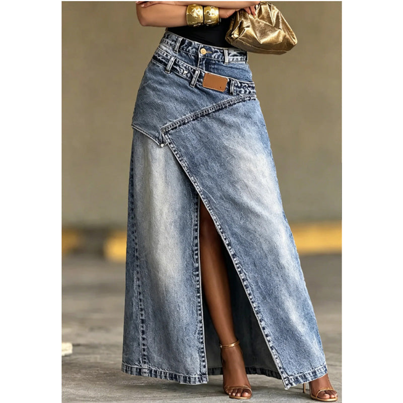 ⌛Limited-time offer-Women's Layered Waist Denim Maxi Skirt