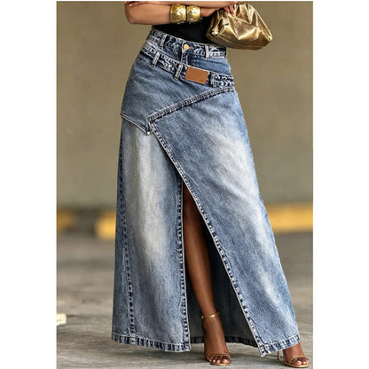 ⌛Limited-time offer-Women's Layered Waist Denim Maxi Skirt