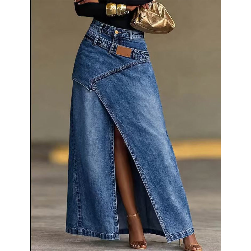 ⌛Limited-time offer-Women's Layered Waist Denim Maxi Skirt