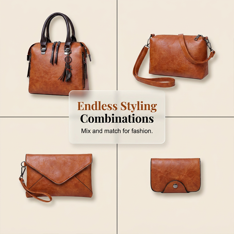 👜Women's PU Leather 4-Piece Handbag Set – Chic, Versatile & Timeless ✨
