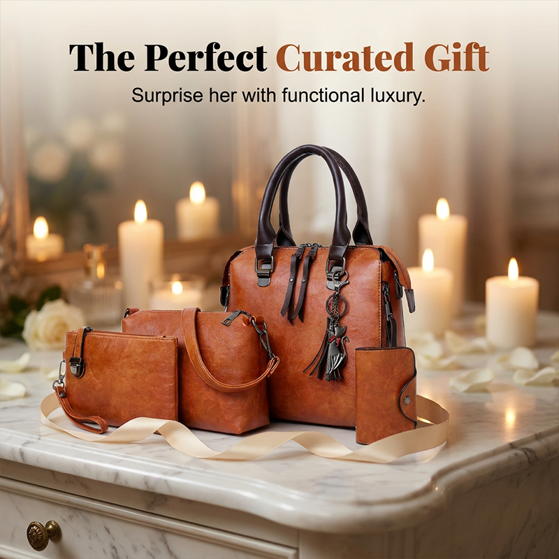 👜Women's PU Leather 4-Piece Handbag Set – Chic, Versatile & Timeless ✨