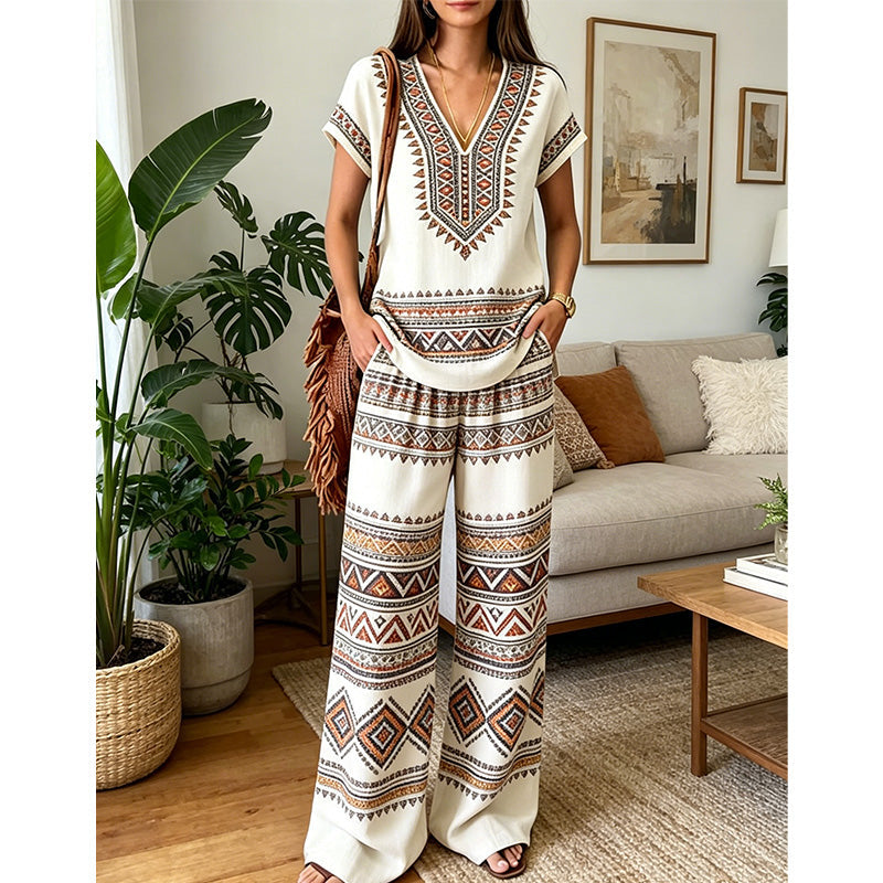 ⏳Zeitlich begrenzter 60% Rabatt⏰Damen Bedrucktes Oberteil & Hose 2-teiliges Set👚👖