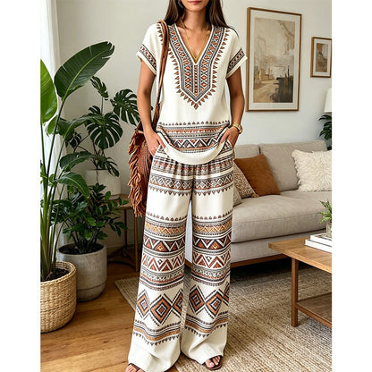 ⏳Zeitlich begrenzter 60% Rabatt⏰Damen Bedrucktes Oberteil & Hose 2-teiliges Set👚👖