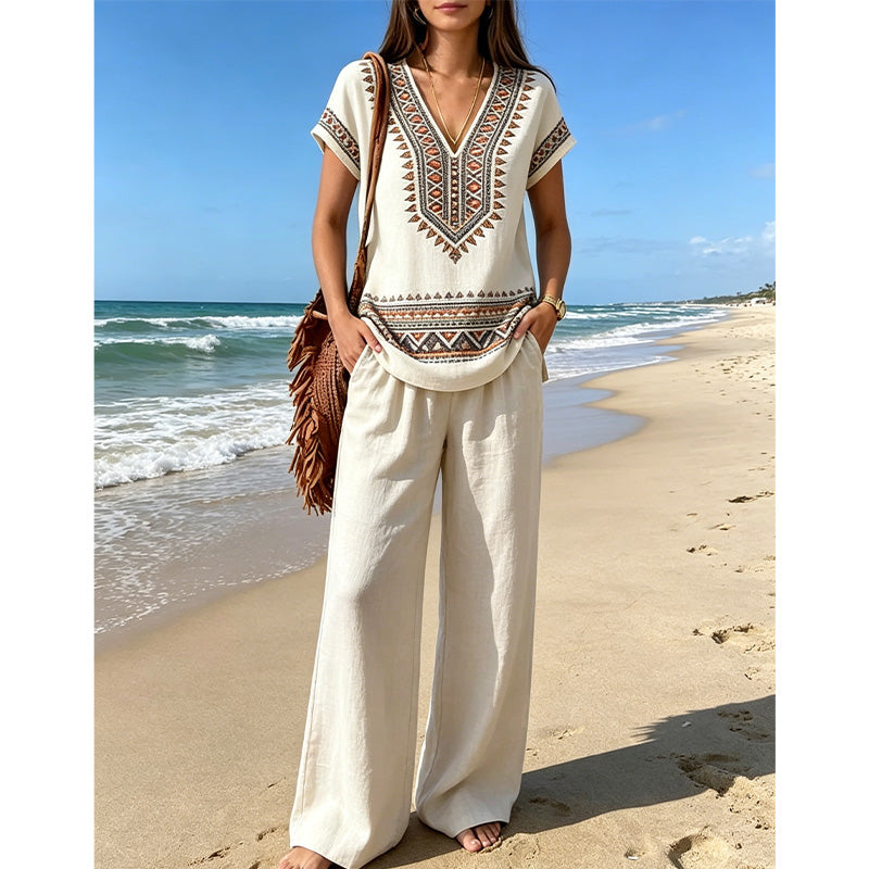 ⏳Zeitlich begrenzter 60% Rabatt⏰Damen Bedrucktes Oberteil & Hose 2-teiliges Set👚👖