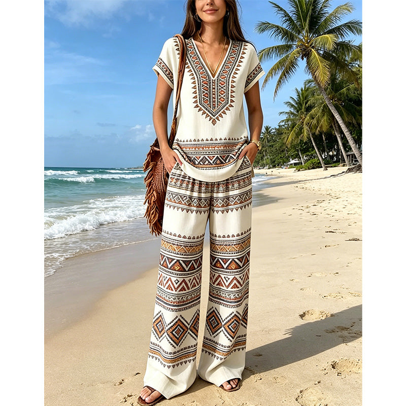 ⏳Zeitlich begrenzter 60% Rabatt⏰Damen Bedrucktes Oberteil & Hose 2-teiliges Set👚👖