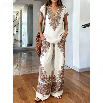 ⏳Zeitlich begrenzter 60% Rabatt⏰Damen Bedrucktes Oberteil & Hose 2-teiliges Set👚👖
