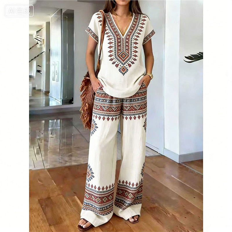 ⏳Zeitlich begrenzter 60% Rabatt⏰Damen Bedrucktes Oberteil & Hose 2-teiliges Set👚👖