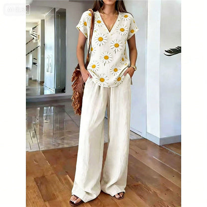 ⏳Zeitlich begrenzter 60% Rabatt⏰Damen Bedrucktes Oberteil & Hose 2-teiliges Set👚👖