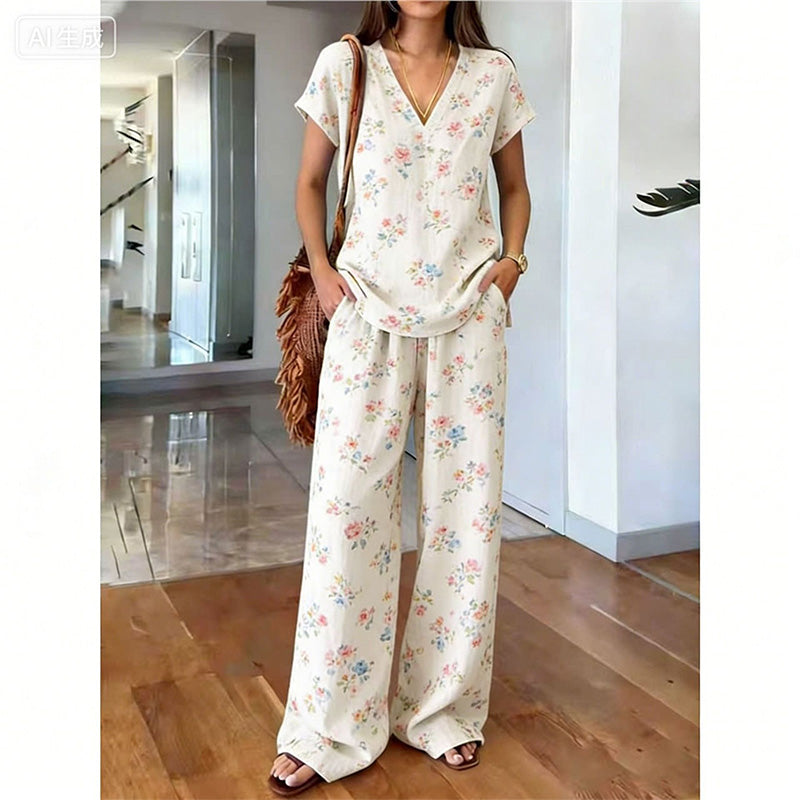 ⏳Zeitlich begrenzter 60% Rabatt⏰Damen Bedrucktes Oberteil & Hose 2-teiliges Set👚👖