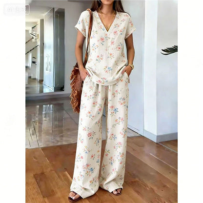 ⏳Zeitlich begrenzter 60% Rabatt⏰Damen Bedrucktes Oberteil & Hose 2-teiliges Set👚👖