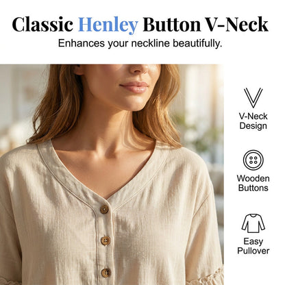 💕Women's V-Neck Top with Ruffle Hem - The Flattering You'll Reach For Every Day✨