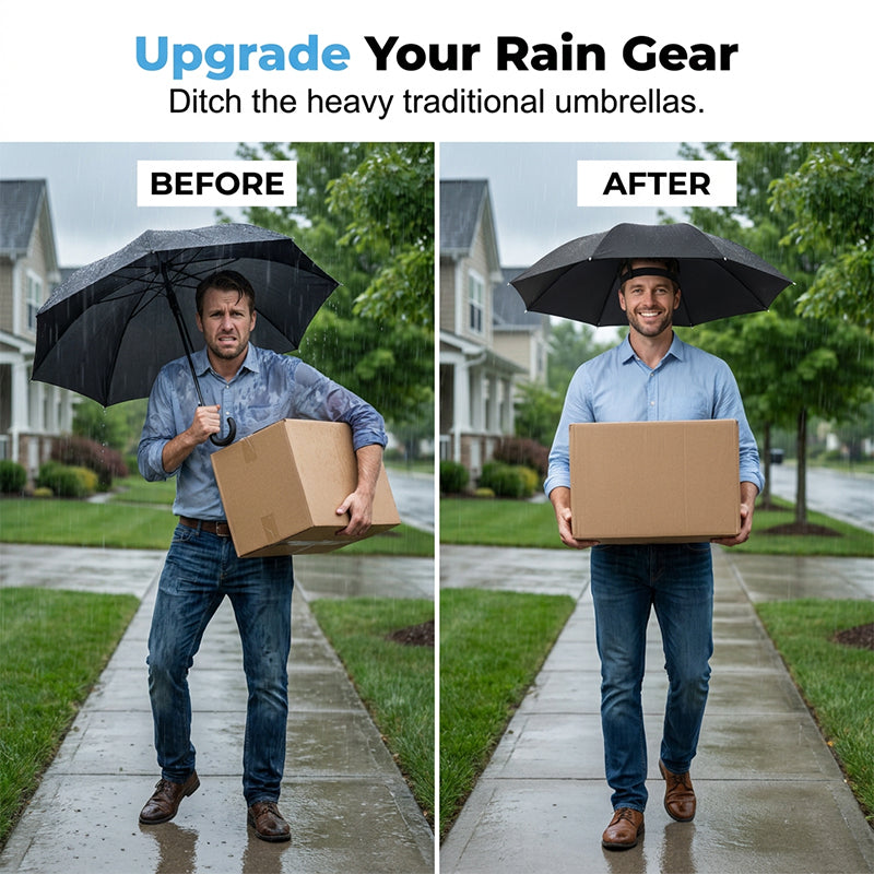 🔥 Limited-Time Sale – Up to 50% OFF💫Lightweight Folding Sun Rain Headwear Umbrella Hat