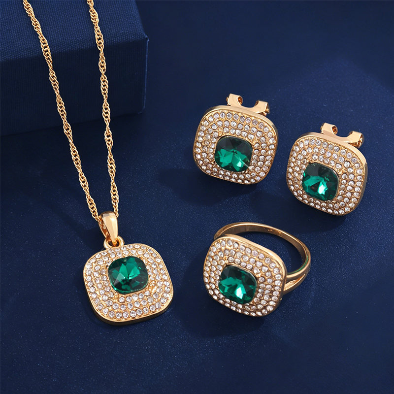 💎Jeden Tag glänzen: Elegantes Schmuckset mit Kristallsteinen✨
